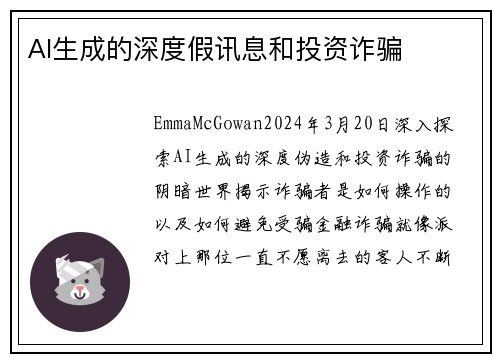 AI生成的深度假讯息和投资诈骗