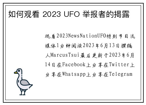 如何观看 2023 UFO 举报者的揭露 